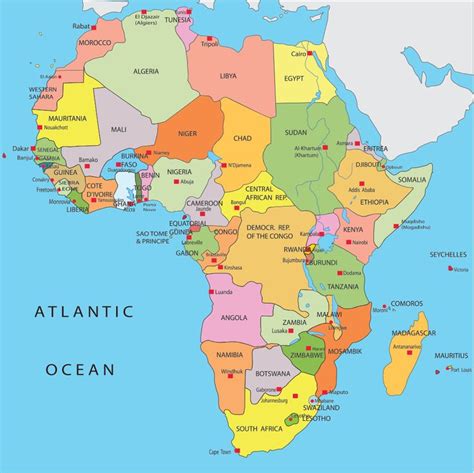 Africa Map With Capitals | Africa map, Africa continent map, Africa