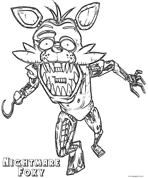 Nightmare Foxy Coloring Page - Free Printable Coloring Pages