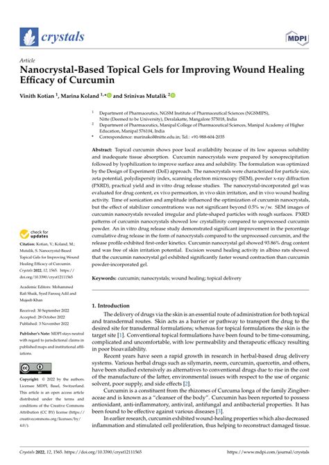 PDF Nanocrystal Based Topical Gels For Improving Wound Healing