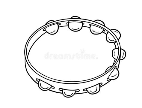 Tambourine Doodle Icon Musical Instrument Outline Sketch Stock Vector