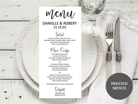 Wedding Menu Cards 3 Wedding Dinner Menu Wedding Reception Menu White