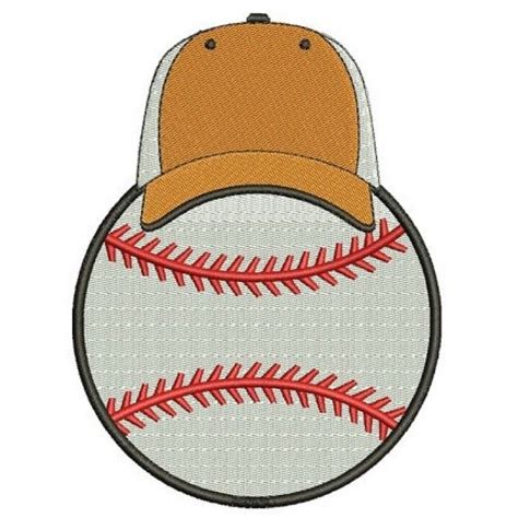 Baseball With A Hat Filled Machine Embroidery Digitized Design Pattern