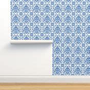 Ingela In Delfts Blauw On White Wallpaper Spoonflower