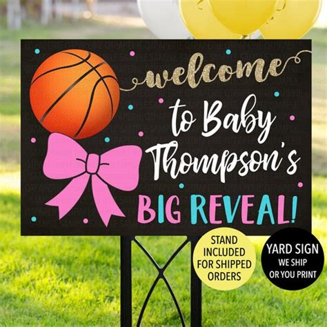 Basketball Gender Reveal Invitation Free Throws Or Pink Bows Etsy