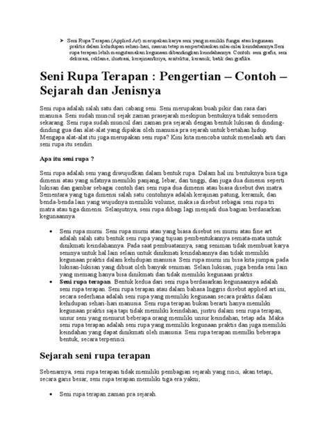 Pemahaman Yang Mendalam Seni Rupa Terapan Memiliki Pengertian Yang