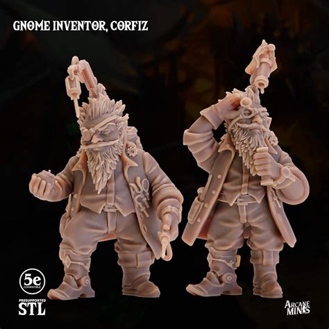 Corfiz Gnome Inventor Arcane Minis Fantasy Miniature Resin Mini Tabletop Games Unpainted Ttrpg