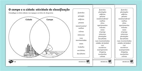 O campo e a cidade Atividade de classificação diferenciação