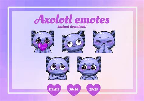 Purple Axolotl Morph Emote For Discord Twitch Youtube Etsy