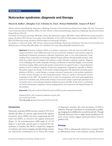 (PDF) Nutcracker syndrome: diagnosis and therapy