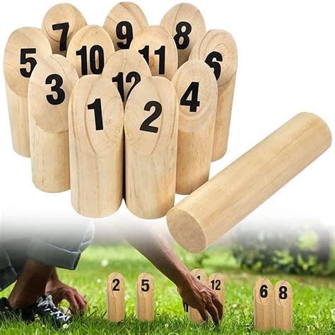 Yuenfong Kubb Jeu De Lancer En Bois Avec Num Ro Jouet De Loisir En