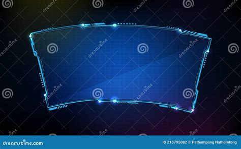 Futuristic Background Of Blue Glowing Technology Sci Fi Frame Hud Ui