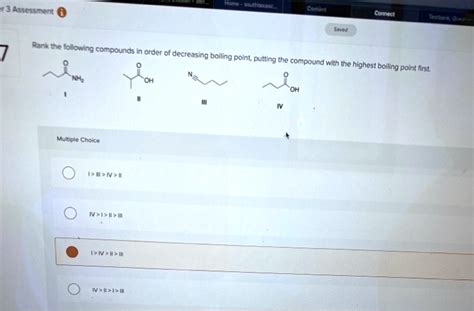 Solved Assessment Rank The Following Compounds Order Of Decreasing