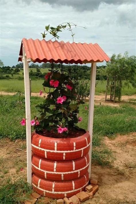 Maceta Casera En Forma De Flor Con Un Neum Tico Reciclado Handfie Diy