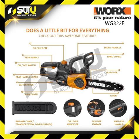 WORX WG322E Cordless Compact Chainsaw 20V 25 Cm Chain Bar Kuala Lumpur