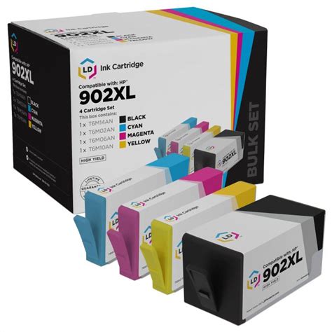 4 Pack HP 902XL High Yield Ink Cartridges CMYK LD Products