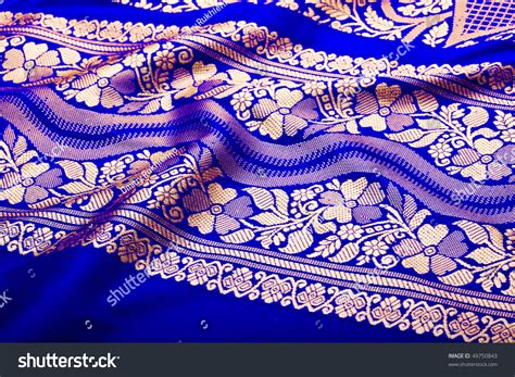 Indian Sari With Pleats Close Up Texture Stock Photo 49750843