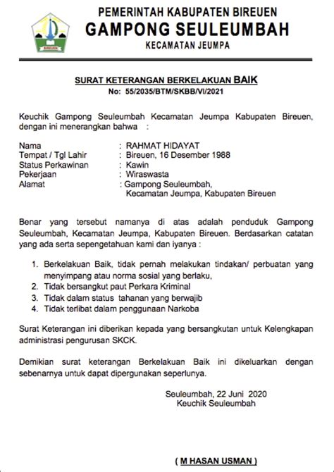 Contoh Surat Pernyataan Kepala Sekolah Pip Surat Permohonan Desa Bilarasa