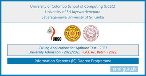 Information Systems Aptitude Test Application 2023 Ucsc Usj Susl