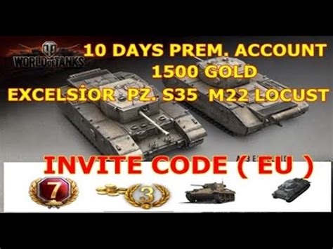 Wot Invite Code Eu Days Prem Gold Prem Tanks