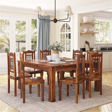 Rustic Furniture Solid Wood Dining Table Chair Set ...