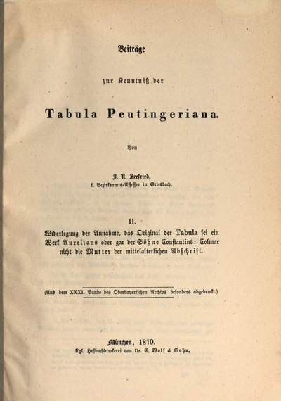 Beiträge zur Kenntniß der Tabula Peutingeriana II Europeana