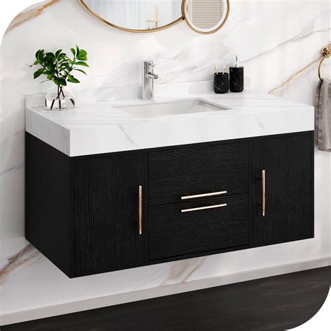 See Notesdwvo 40 Inch Black Floating Bathroom Vanity Wall Mounted Bathroom Vanity With