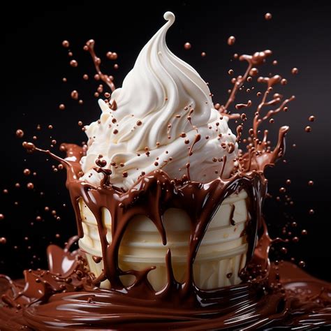 Premium AI Image | vanilla ice cream chocolate sprinkles chocolate sauce