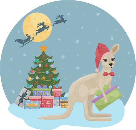 Santa Kangaroo Clipart