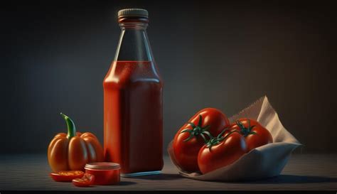 Premium Ai Image Homemade Tomato Sauce In A Glass Bottle With Ripe