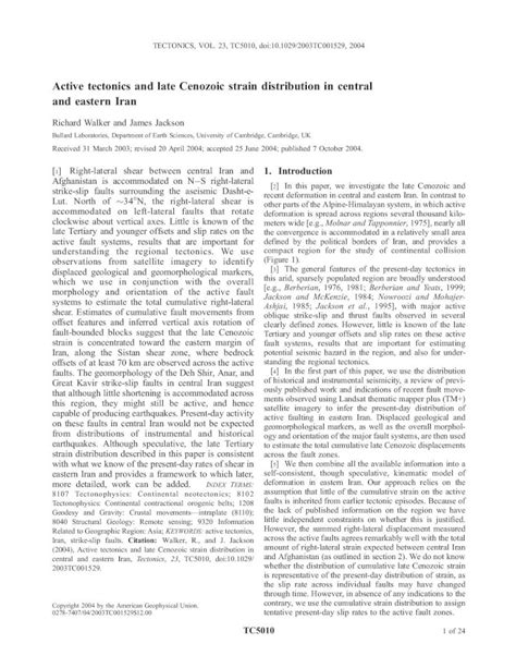 Pdf Active Tectonics And Late Cenozoic Strain Distribution In Central