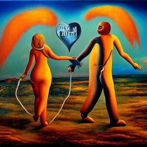 Couple Walking Hand In Hand In Heaven And Hell At The Stable Diffusion