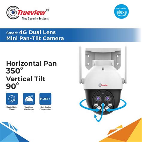 Trueview 4MP Smart CCTV Dual Lens 4G Sim Based Pan Tilt 10X Combined