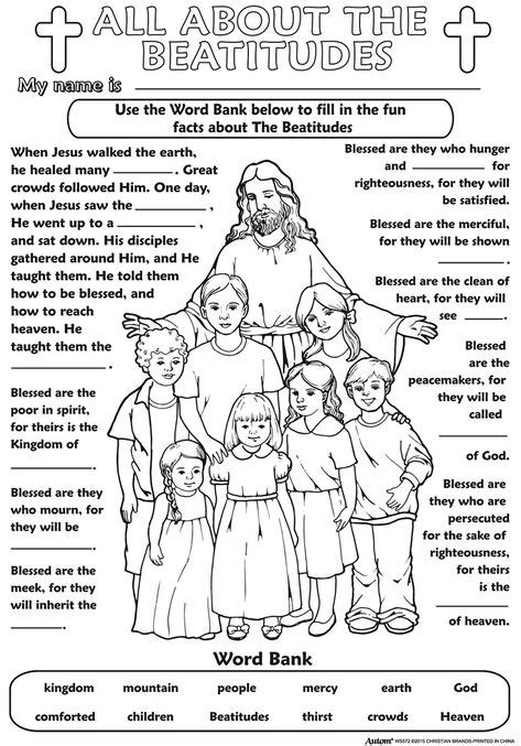 Color Your Own Poster The Beatitudes 50pk Religion Catholic