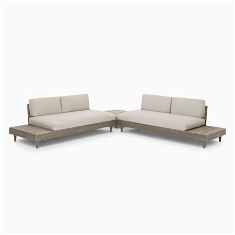 Portside Low Outdoor 3 Piece L Shaped Sectional W Corner Coffee Table