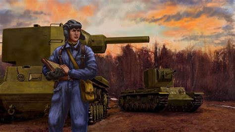 Illustration Ww2 The Commander Tanks 1080P Klim Voroshilov Green