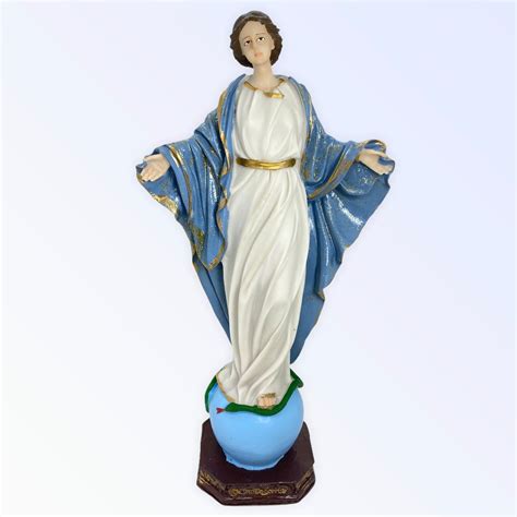 Escultura Nossa Senhora Do Sorriso 29 Cm Em Resina MadeiraMadeira