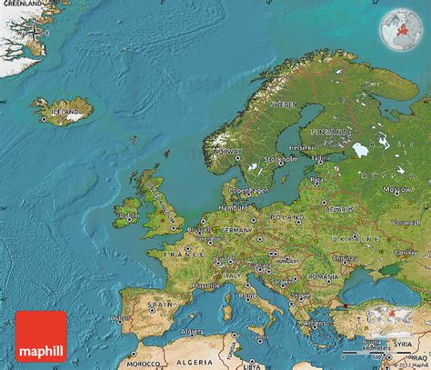 Europe Satellite Image Map Enhanced In 2021 Satellite Image Map Images