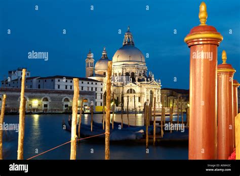 Santa Maria Della Salute Church Of Our Lady Of Good Health At Night Venice Venezia Italy Stock