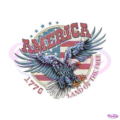 America Land Of The Free Th Of July American Flag Eagle Png