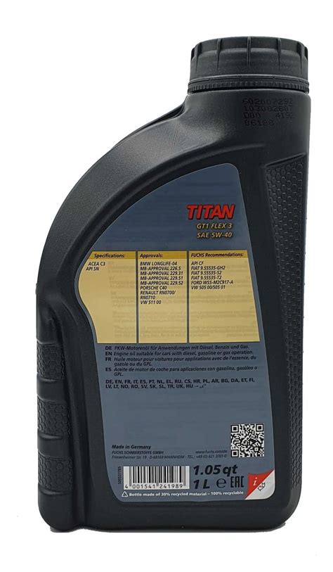 Fuchs Titan GT1 Flex 3 5W 40 1 Liter Klingshandel De