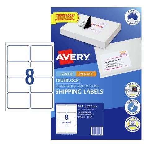 Avery 959411 Weatherproof Laser Shipping Labels 4up 139 X 991 Mm