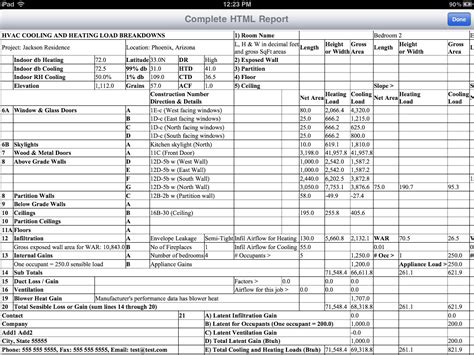 Manual J Load Calculation Sheet