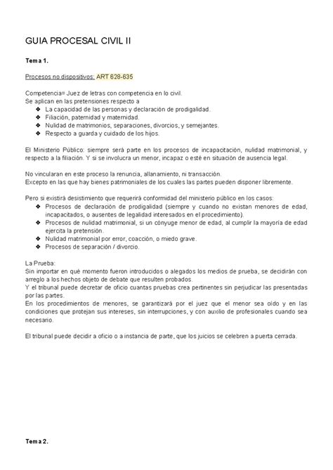 Guia Procesal Civil Ii Guia De Examen Guia Procesal Civil Ii Tema