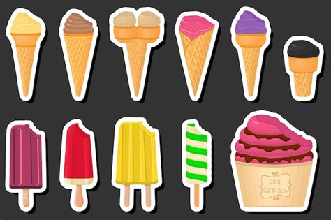 Premium Vector Illustration On Theme Big Kit Ice Cream Popsicle