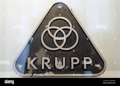 Historic Krupp badge with the Krupp symbol, three rings, Villa Huegel ...