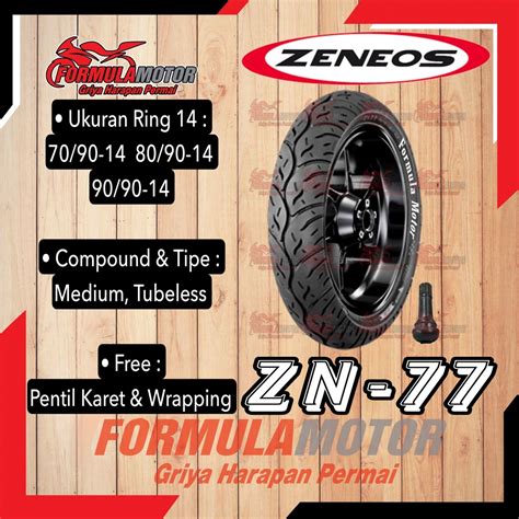 Jual Ban Zeneos ZN77 ZN 77 Ring 14 Tubeless Ban Motor Matic Ring 14