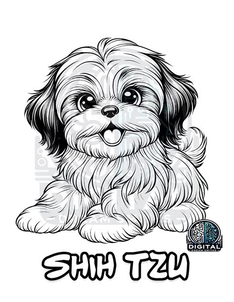 Charming Shih Tzu Puppy Coloring Page Printable PDF For All Ages