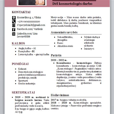 Cv Pavyzdžiai Paprasti Cv Universalūs Cv Forma Cvpavyzdziailt