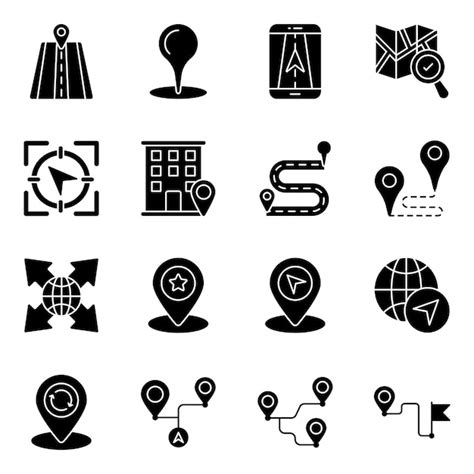 Premium Vector Pack Of Maps And Navigation Solid Icons