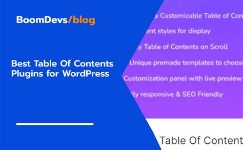 Best Table Of Contents Plugins For Wordpress In Boomdevs Llc